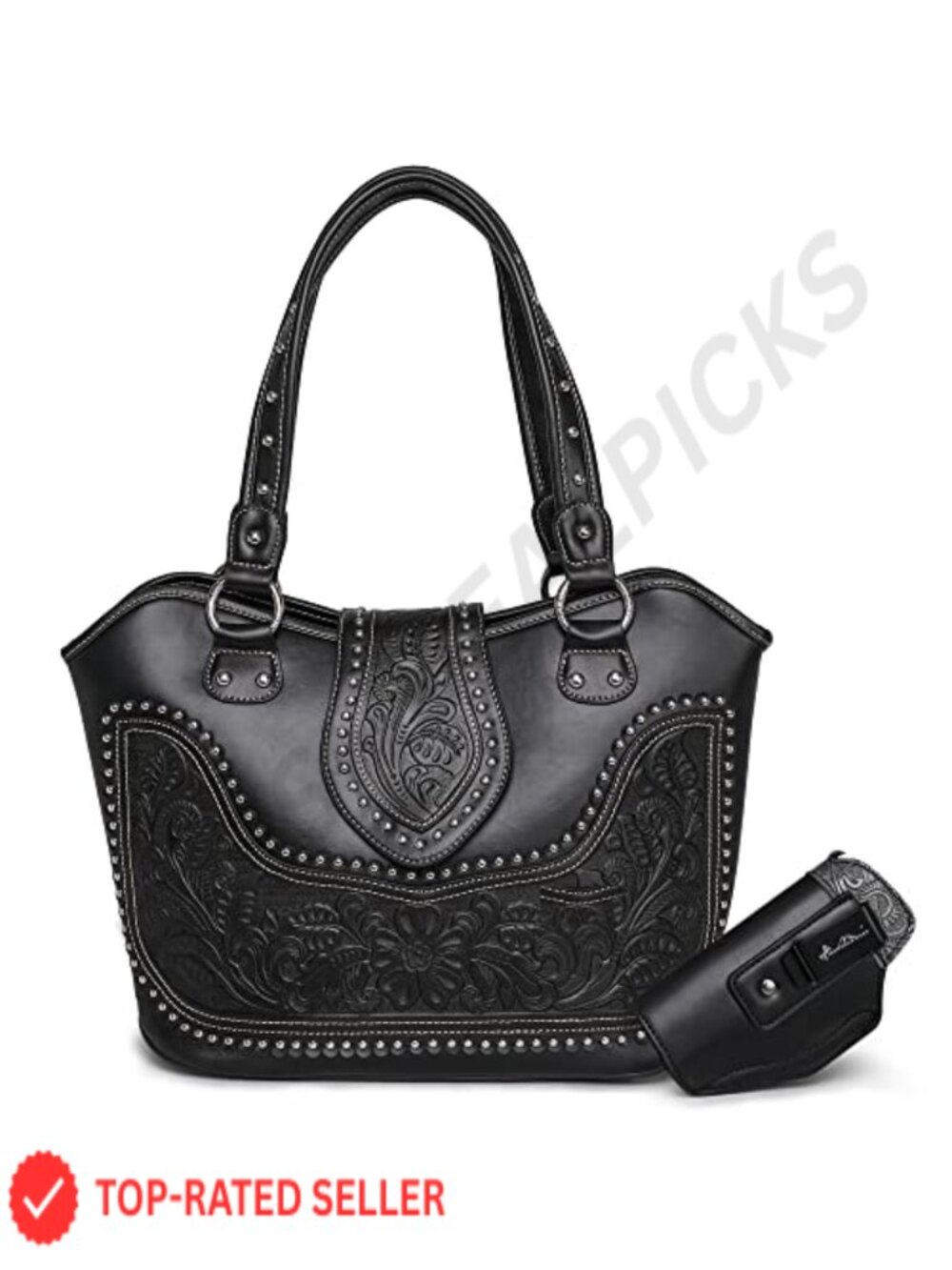 Tooled Western Tote Bag Faux Leather Shoulder Purse Large Handbag